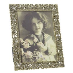 Κορνίζα μεταλλική με χρυσό πλαίσιο και στρας 13x18εκ.