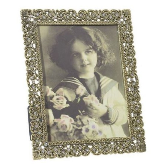 Κορνίζα μεταλλική με χρυσό πλαίσιο και στρας 13x18εκ.