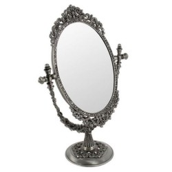 Καθρέφτης επιτραπέζιος μεταλλικός αντικέ ανθρακί με στρας 20x9x31εκ.