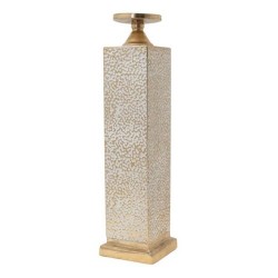 Κηροπήγιο μεταλλικό σφυρίλατο χρυσό/λευκό 13,5x13,5x52εκ.