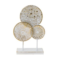 Επιτραπέζιο διακοσμητικό μεταλλικό κύκλοι λευκό/χρυσό 26,5x9x40εκ.