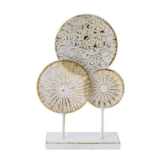 Επιτραπέζιο διακοσμητικό μεταλλικό κύκλοι λευκό/χρυσό 26,5x9x40εκ.