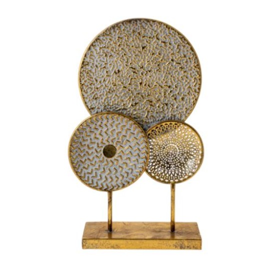 Επιτραπέζιο διακοσμητικό μεταλλικό κύκλοι χρυσό/λευκό 25,5x9x42,5εκ.