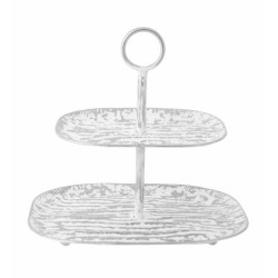 Ορντεβιέρα 2όροφη μεταλλική ασημί/άσπρο 39,5x29,5x38εκ.