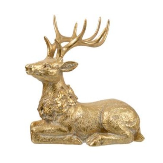 Διακοσμητικός τάρανδος polyresin χρυσός 15x10x16εκ.