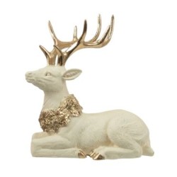 Διακοσμητικός τάρανδος polyresin μπεζ/χρυσό 15x10x16εκ.