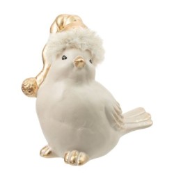 Χριστουγεννιάτικο πουλί τερακότα γκρι/ροζ/χρυσό 18,5x10x18εκ.