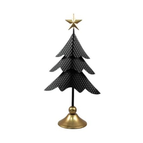 Χριστουγεννιάτικο δέντρο μεταλλικό σφυρίλατο μαύρο/χρυσό 23x12,5x47,5εκ.