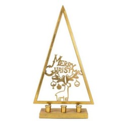 Χριστουγεννιάτικο κηροπήγιο μεταλλικό 3 θέσεων 27x10x50εκ.