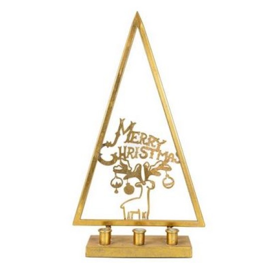 Χριστουγεννιάτικο κηροπήγιο μεταλλικό 3 θέσεων 27x10x50εκ.