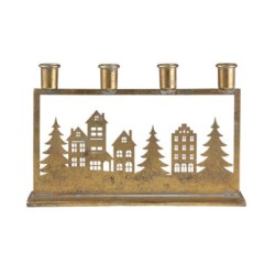 Χριστουγεννιάτικο κηροπήγιο μεταλλικό 4 θέσεων 28x5,5x18,5εκ.