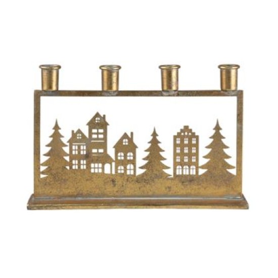 Χριστουγεννιάτικο κηροπήγιο μεταλλικό 4 θέσεων 28x5,5x18,5εκ.