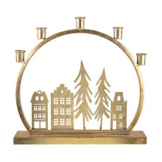 Χριστουγεννιάτικο κηροπήγιο μεταλλικό 5 θέσεων 36x7x33εκ.