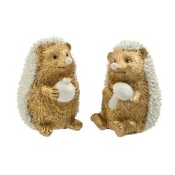 Διακοσμητικός σκαντζόχειρος polyresin λευκό/χρυσό 8,5x7,5x10εκ.