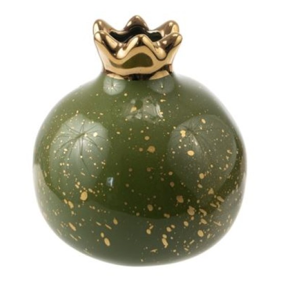 Διακοσμητικό ρόδι κεραμικό πράσινο με χρυσές πιτσιλιές 12,7εκ.