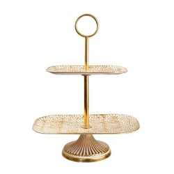 Ορντεβιέρα διώροφη μεταλλική χρυσό/άσπρο 36x21,5x48εκ.