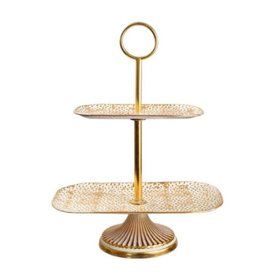 Ορντεβιέρα διώροφη μεταλλική χρυσό/άσπρο 36x21,5x48εκ.