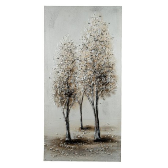 Πίνακας σε καμβά δέντρα ασημί/μαύρο/καφέ 40x80x3εκ.