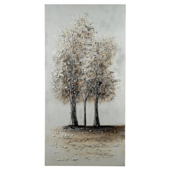 Πίνακας σε καμβά δέντρα μαύρο/ασημί/καφέ 40x80x3εκ.