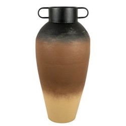 Ανθοδοχείο επιδαπέδιο μεταλλικό μπεζ/μαύρο/χρυσό αντικέ 35,5x76εκ.