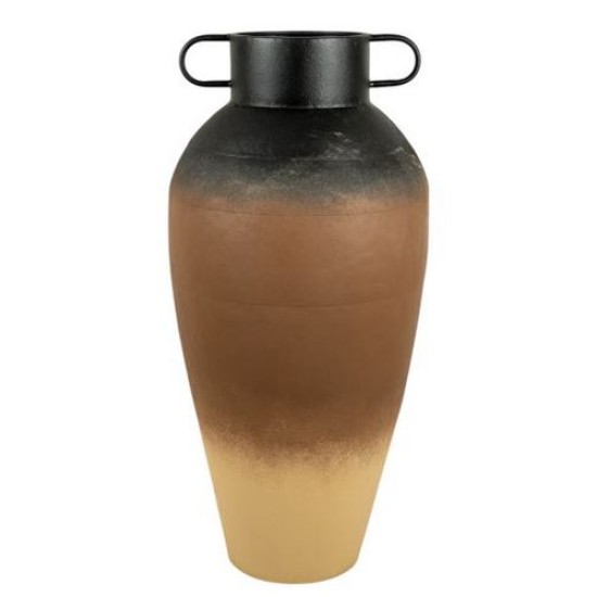 Ανθοδοχείο επιδαπέδιο μεταλλικό μπεζ/μαύρο/χρυσό αντικέ 35,5x76εκ.