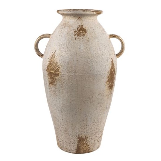 Ανθοδοχείο μεταλλικό μπεζ/χρυσό αντικέ 28x23x28εκ.