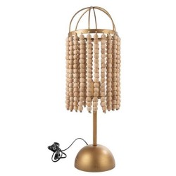 Φωτιστικό επιτραπέζιο μέταλλο/ξύλο μπαμπού χρυσό/μπεζ 19x61εκ.