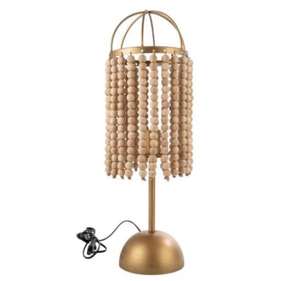 Φωτιστικό επιτραπέζιο μέταλλο/ξύλο μπαμπού χρυσό/μπεζ 19x61εκ.