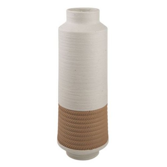 Ανθοδοχείο κεραμικό λευκό/καφέ σαγρέ 16x44εκ.