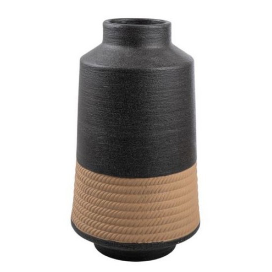 Ανθοδοχείο κεραμικό μαύρο/καφέ σαγρέ 19,5x33,5εκ.