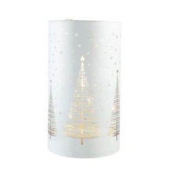Χριστουγεννιάτικο κερί ηλεκτρικό γυάλινο λευκό με LED 9x16εκ.