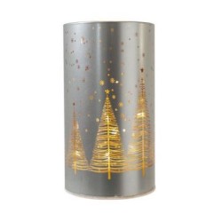 Χριστουγεννιάτικο κερί ηλεκτρικό γυάλινο ασημί με LED 9x16εκ.