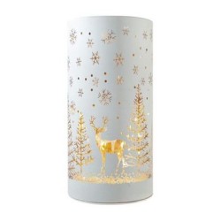 Χριστουγεννιάτικο κερί ηλεκτρικό γυάλινο λευκό με LED 10x20εκ.