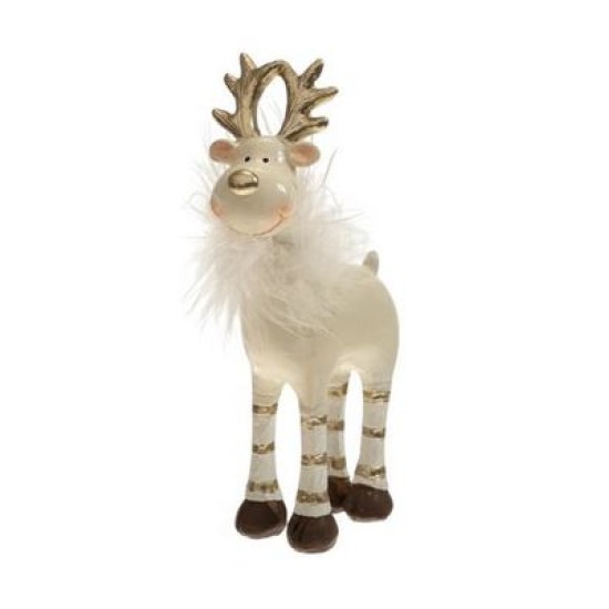 Χριστουγεννιάτικος τάρανδος λευκό/χρυσό πολυεστερικός 8x4x16εκ.