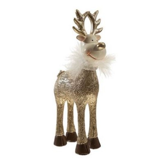 Χριστουγεννιάτικος τάρανδος χρυσός πολυεστερικός 10x5,5x21εκ.