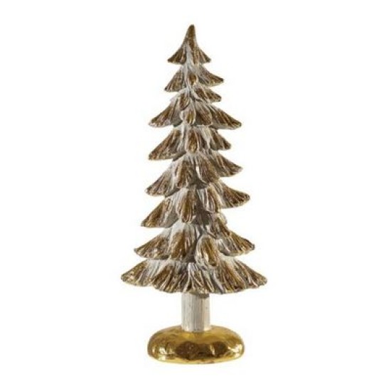 Χριστουγεννιάτικο δέντρο χρυσό/λευκό πολυεστερικό 14x8x32εκ.