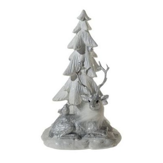 Χριστουγεννιάτικος τάρανδος σε δέντρο πολυεστερικό ασημί 12,5x12x20εκ.