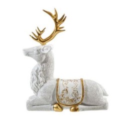 Χριστουγεννιάτικος τάρανδος πολυεστερικός λευκό/χρυσό 19,8x8x22εκ.