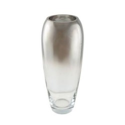 Ανθοδοχείο χειροποίητο από φυσιτό γυαλί ασημί 12x28,7εκ.