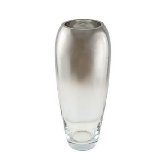 Ανθοδοχείο χειροποίητο από φυσιτό γυαλί ασημί 12x28,7εκ.