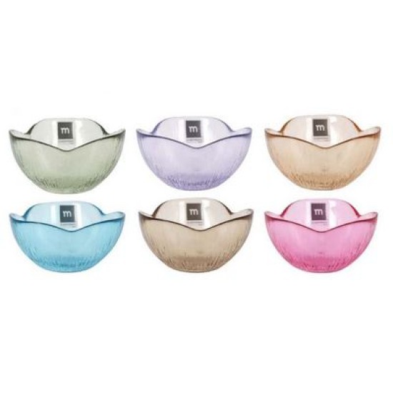 Μπωλ γυάλινο κυματιστό 6 χρώματα 11,6x11x6εκ.