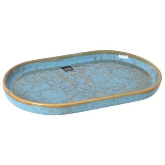 Πιατέλα πορσελάνης μπλε/χρυσό 35,7x20,5x3εκ. «Scratch Blue»