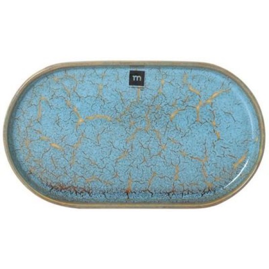 Πιατέλα πορσελάνης μπλε/χρυσό 35,7x20,5x3εκ. «Scratch Blue»