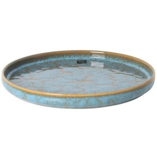 Πιάτο επίπεδο πορσελάνης μπλε/χρυσό 24,8x2,5εκ. «Scratch Blue»