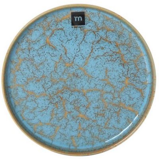 Πιάτο επίπεδο πορσελάνης μπλε/χρυσό 24,8x2,5εκ. «Scratch Blue»
