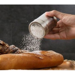 Δοχείο για άχνη/κανέλα ανοξείδωτο με πλαστικό καπάκι 6x6x8εκ.