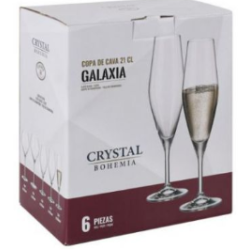 Σετ 6 ποτήρια σαμπάνιας κρυστάλλινα 210ml Galaxia