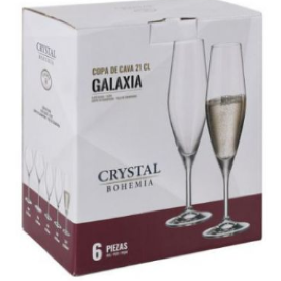Σετ 6 ποτήρια σαμπάνιας κρυστάλλινα 210ml Galaxia