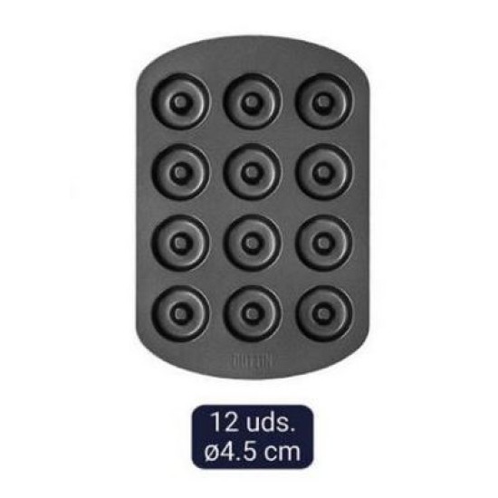 Φόρμα για ντόνατς αντικολλητική 12 θέσεων Φ4,5εκ. 26,5x18x2εκ.