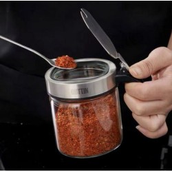 Δοχείο μπαχαρικών γυαλί/ανοξείδωτο/πλαστικό 11x7,7x10,5εκ. 300ml